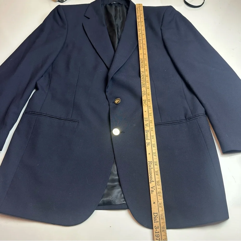 Burberry Heritage Navy Wool Blazer with Gold Buttons Late 90s–Early 2000s